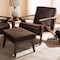 Baxton Studio Bianca Walnut Wood Brown Faux Leather Lounge Chair and Ottoman Set 140-7544-7547 - alternate 6